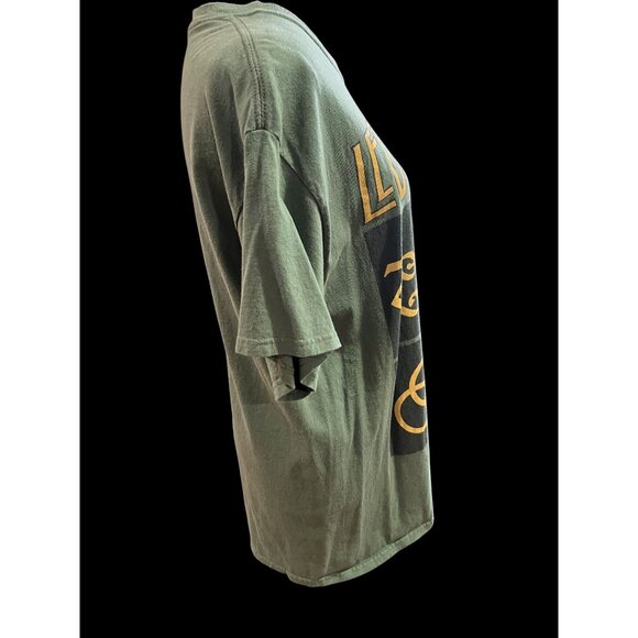 Led Zeppelin Graphic Tee Green With Symbols Rock Band Shirt Unisex Cotton Size L - Picture 7 of 8
